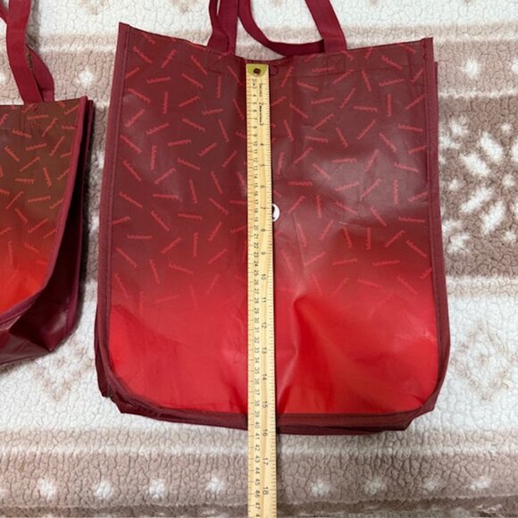 Lululemon Shopping Bags 2 Large and 1 Small Totes Red and White  - Lot of 3 - Picture 7 of 10